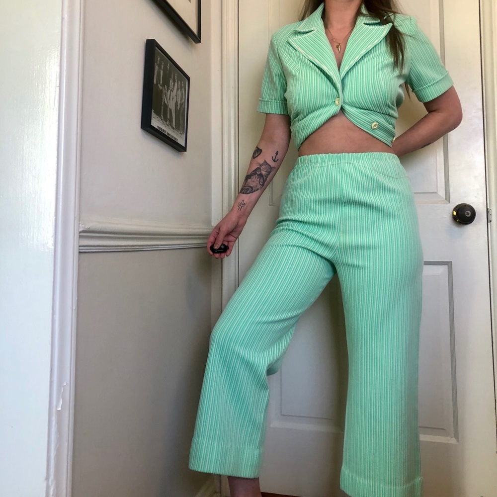 SOLD | -70s Vintage Polyester Pant Set - Picture 13 of 13